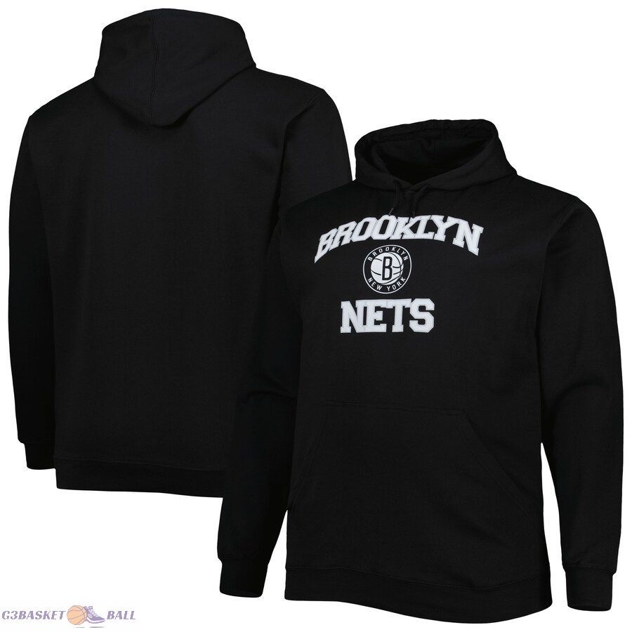 Men's Brooklyn Nets Black Big & Tall Heart & Soul Pullover Hoodie