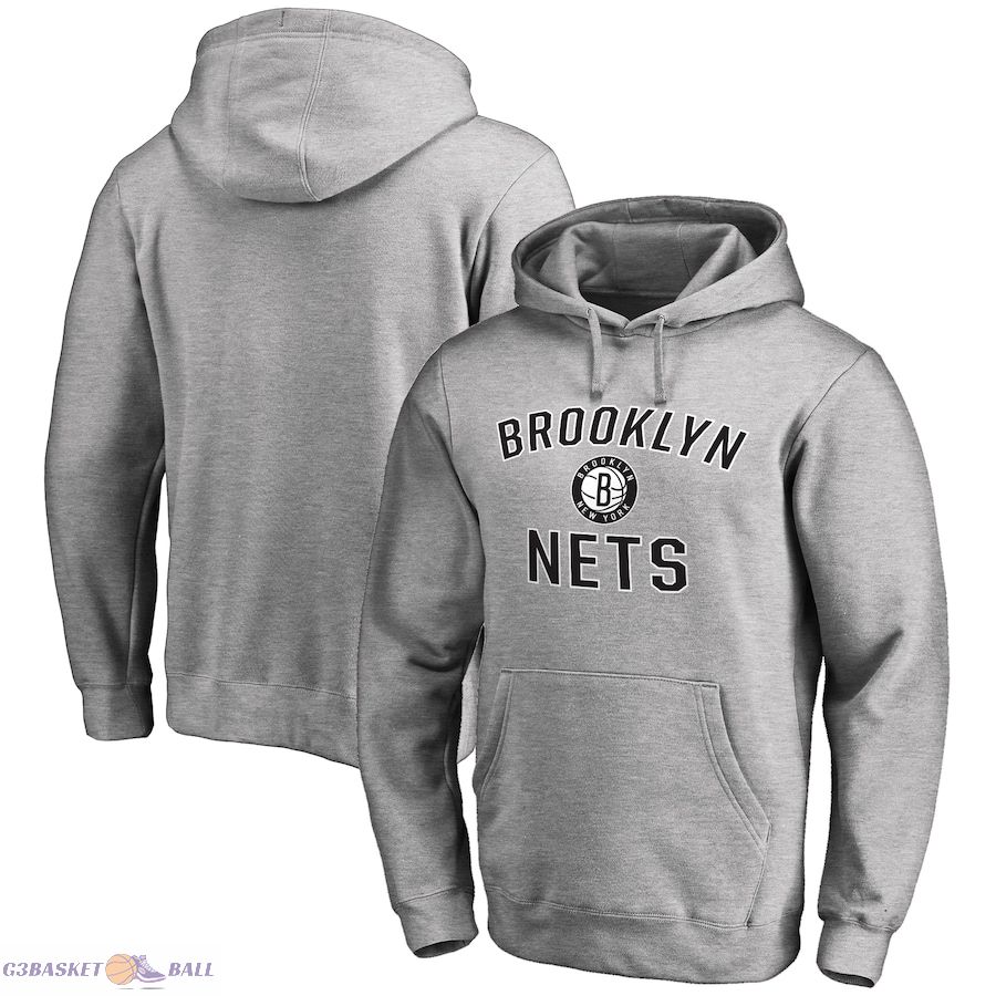 Men's Brooklyn Nets Ash Victory Arch Pullover Hoodie