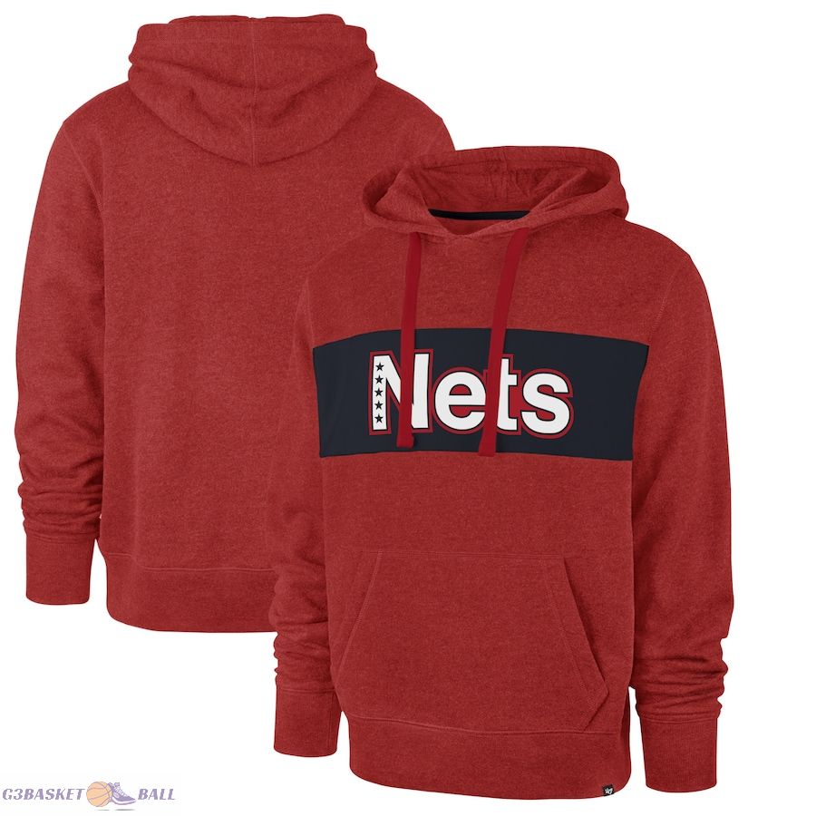 Men's Brooklyn Nets '47 Red 2021/22 City Edition Wordmark Chest Pass Pullover Hoodie