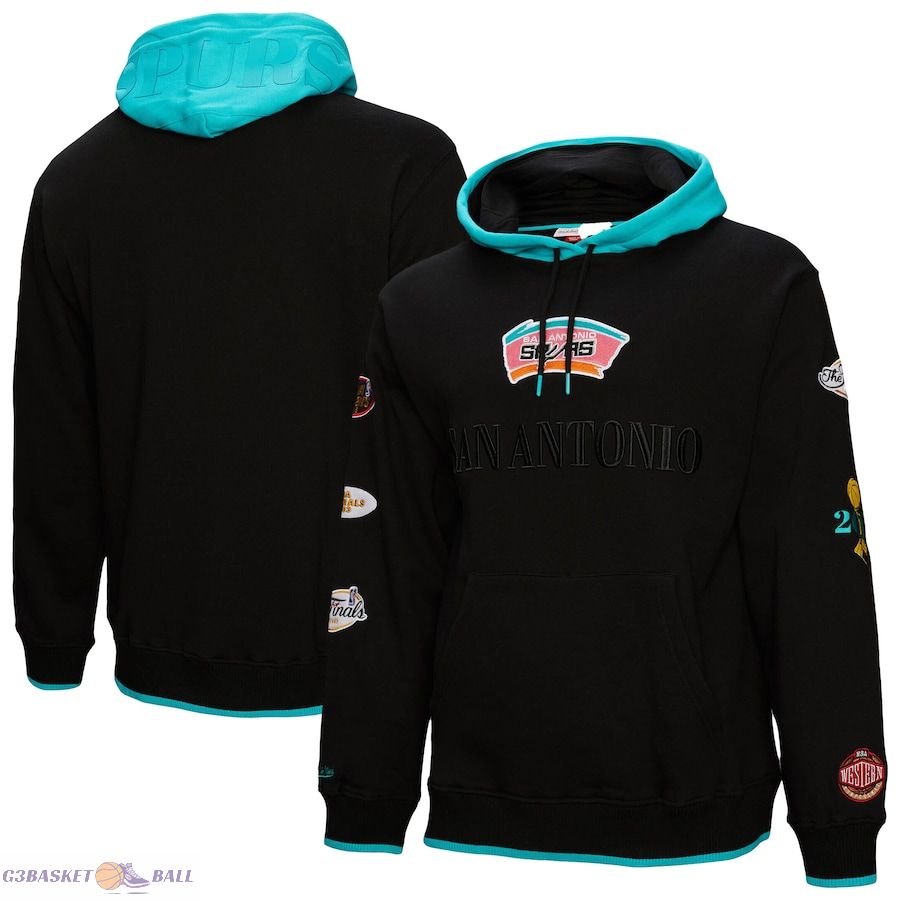 Men's San Antonio Spurs Mitchell & Ness Black Hardwood Classics Team OG 3.0 Pullover Hoodie