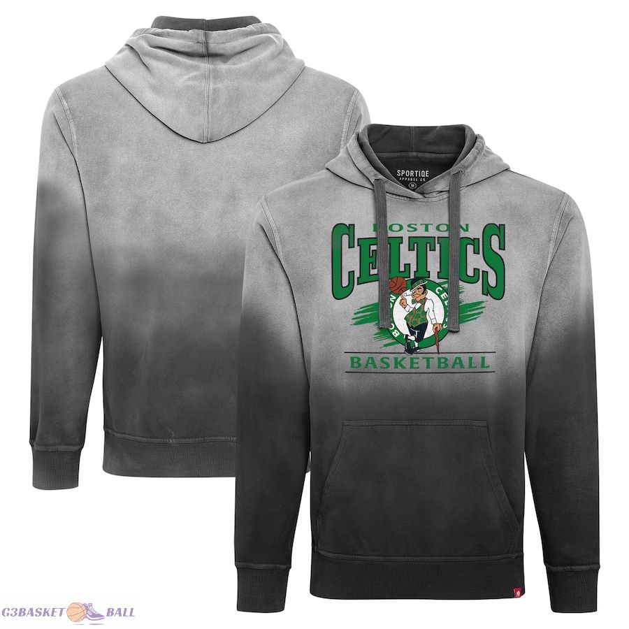 Unisex Boston Celtics Sportiqe Black Blake Sun-Fade Pullover Hoodie