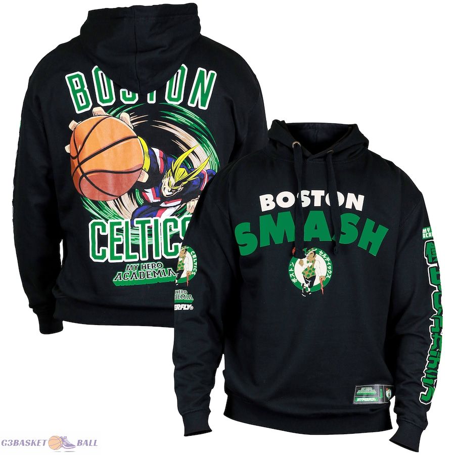 Unisex Boston Celtics Hyperfly Black NBA x My Hero Academia All Might Smash Pullover Hoodie