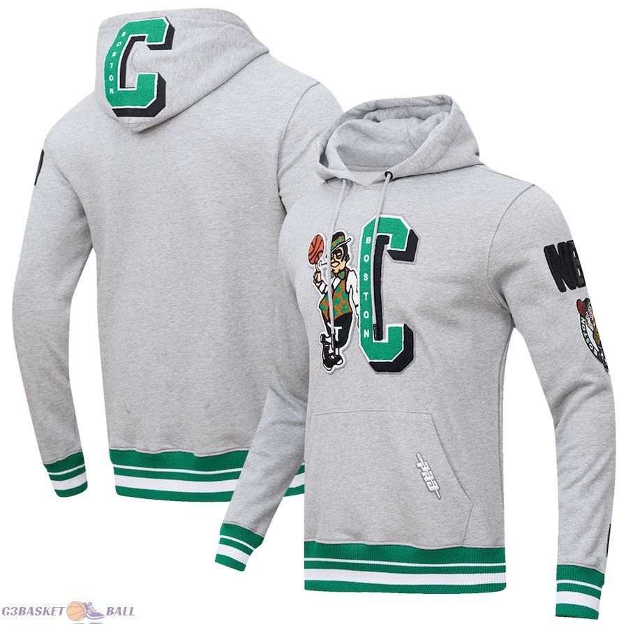 Men's Boston Celtics Pro Standard Heather Gray Mash Up Fleece Pullover Hoodie