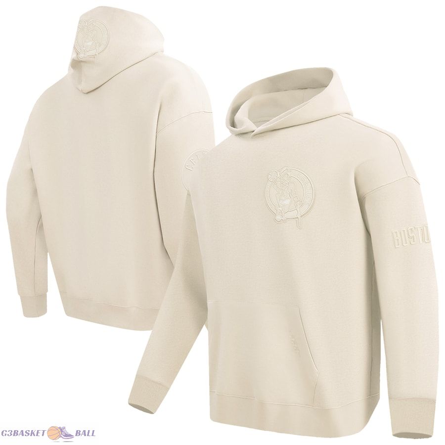 Men's Boston Celtics Pro Standard Cream Neutral Dropped Shoulder Fleece Pullover Hoodie