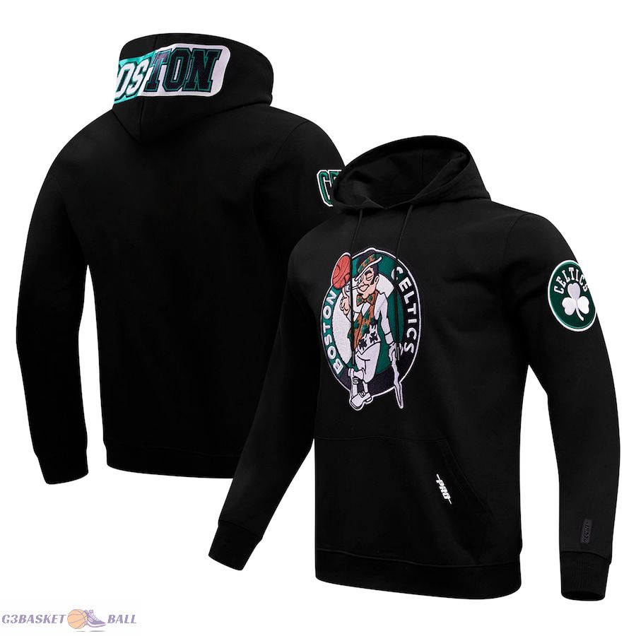 Men's Boston Celtics Pro Standard Black Split Logo Pullover Hoodie