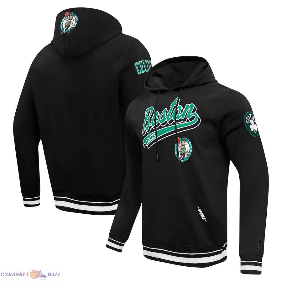 Men's Boston Celtics Pro Standard Black Script Tail Pullover Hoodie