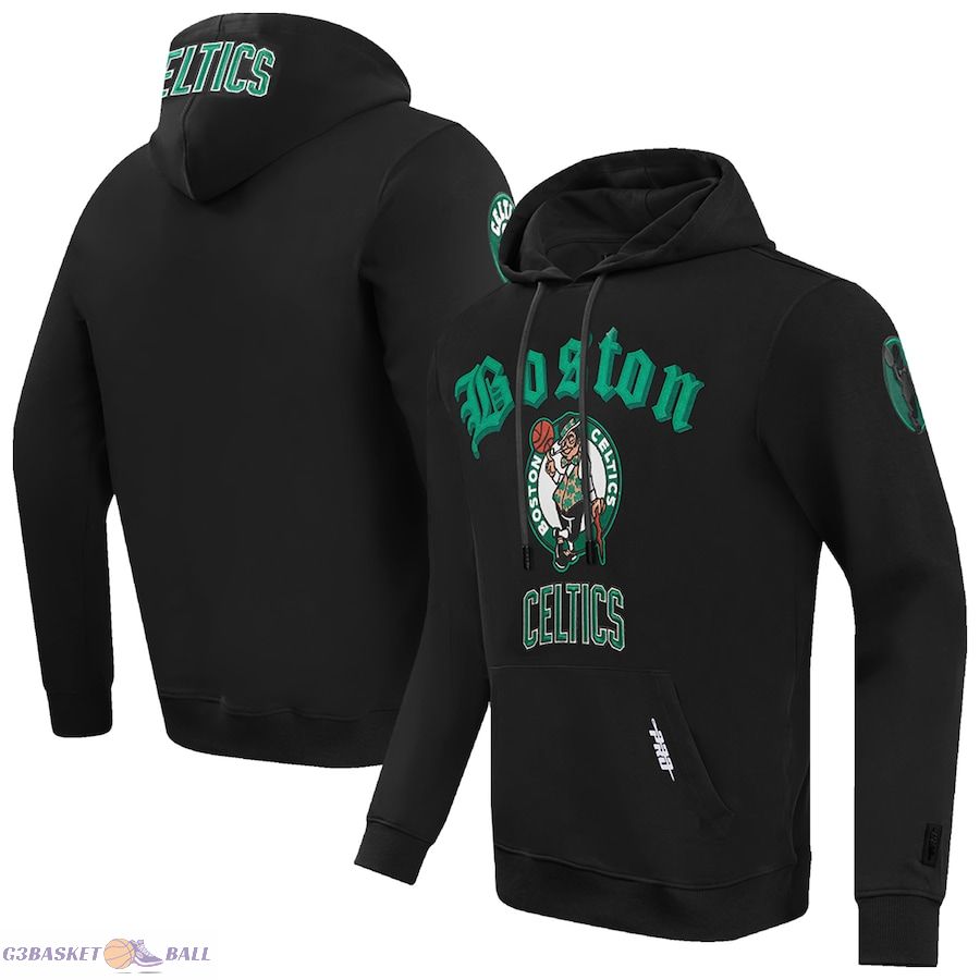 Men's Boston Celtics Pro Standard Black Old English Fleece Pullover Hoodie