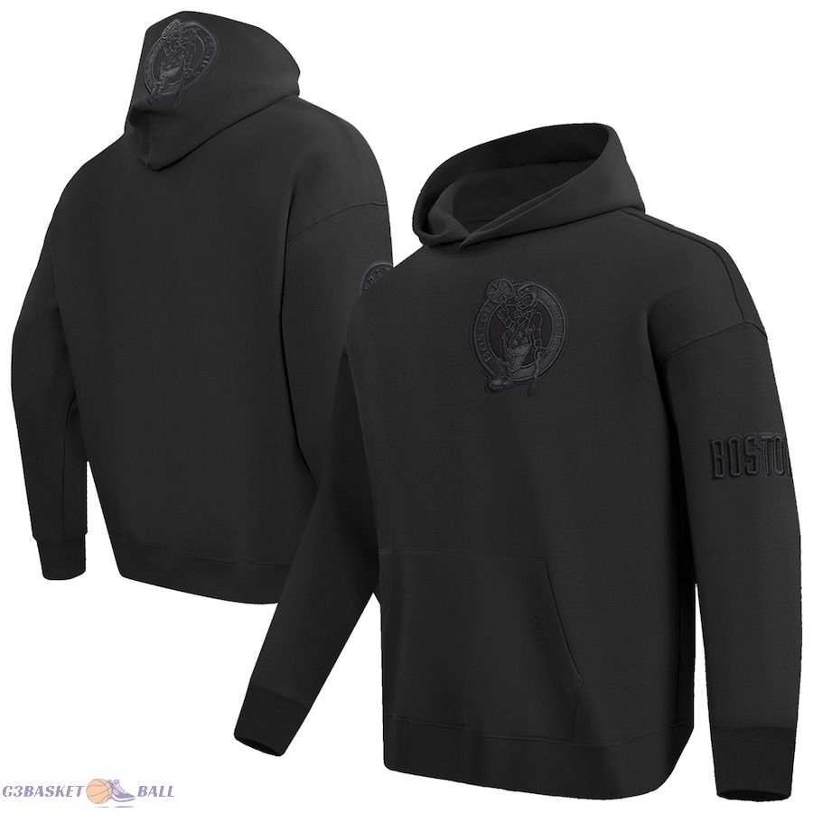 Men's Boston Celtics Pro Standard Black Neutral Dropped Shoulder Fleece Pullover Hoodie