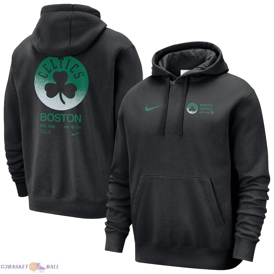 Men's Boston Celtics Nike Black Courtside Club Pullover Hoodie