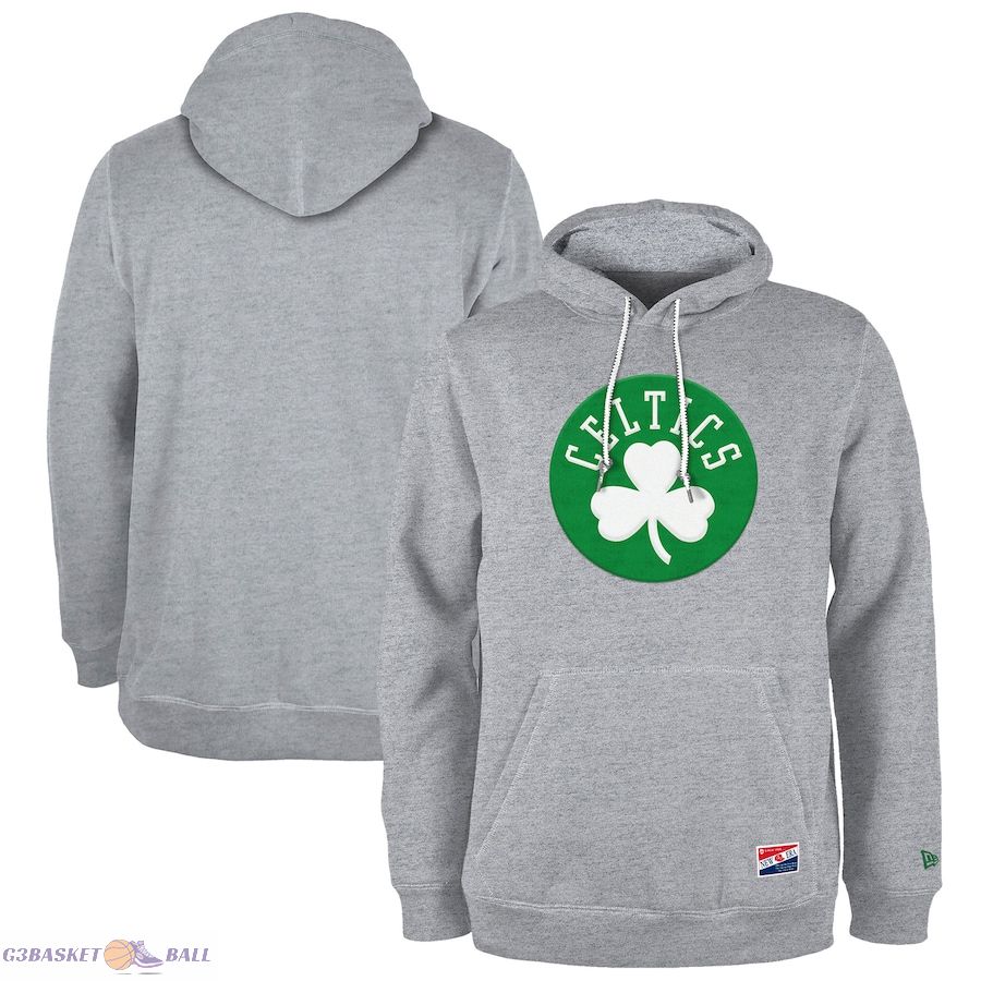 Men's Boston Celtics New Era Gray Corduroy Applique Pullover Hoodie