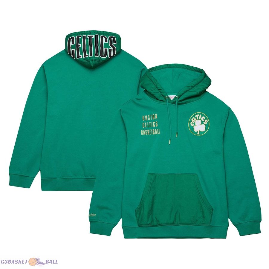 Men's Boston Celtics Mitchell & Ness Kelly Green Team OG 2.0 Vintage Logo Fleece Pullover Hoodie