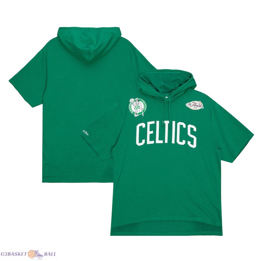 Men's Boston Celtics Mitchell & Ness Kelly Green Game Day Short Sleeve Pullover Hoodie