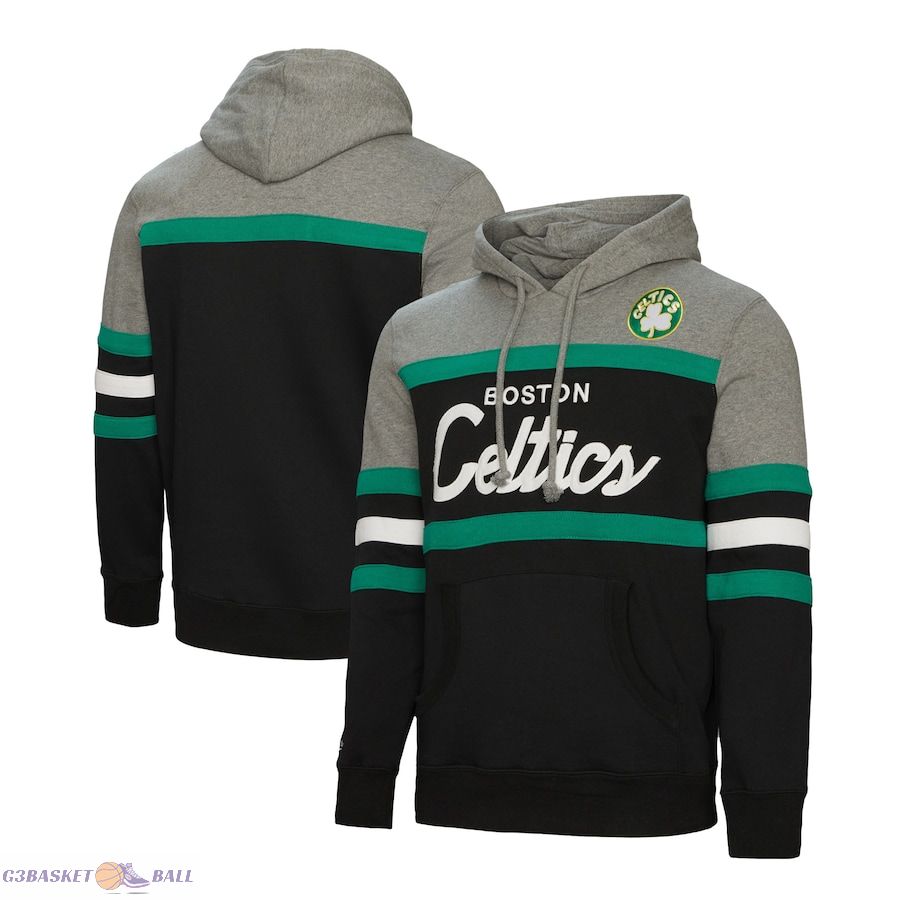 Men's Boston Celtics Mitchell & Ness Black Head Coach Pullover Hoodie