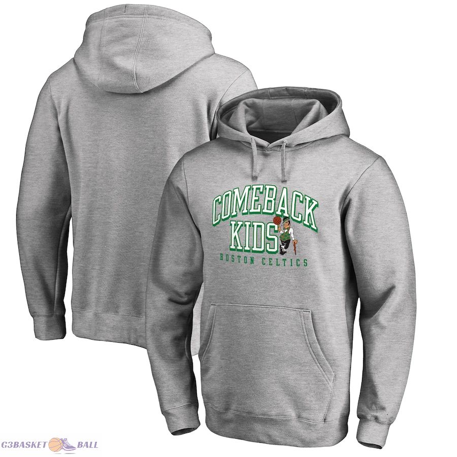 Men's Boston Celtics Heathered Gray Comeback Kids Pullover Hoodie