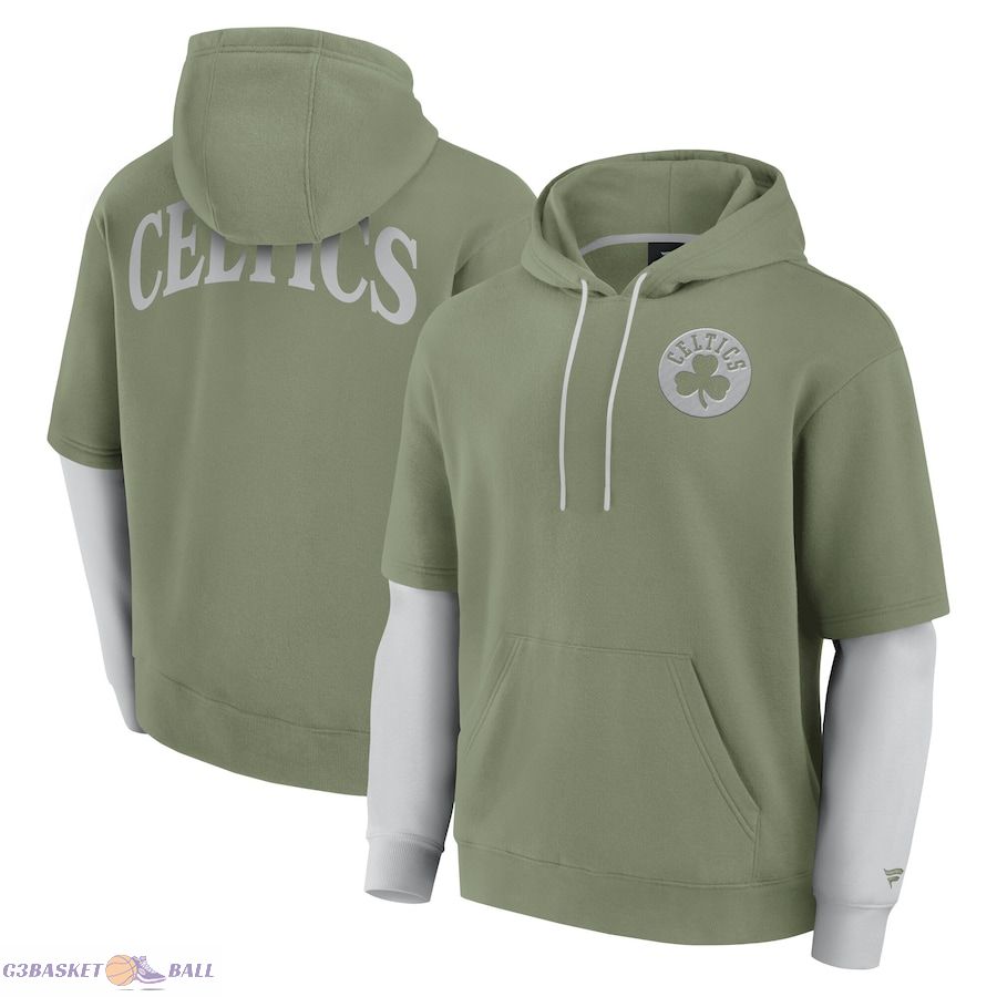 Men's Boston Celtics Fanatics Olive Elements Sleek Pullover Hoodie