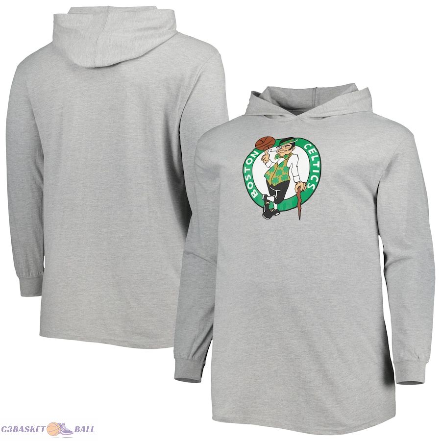 Men's Boston Celtics Fanatics Heather Gray Big & Tall Pullover Hoodie