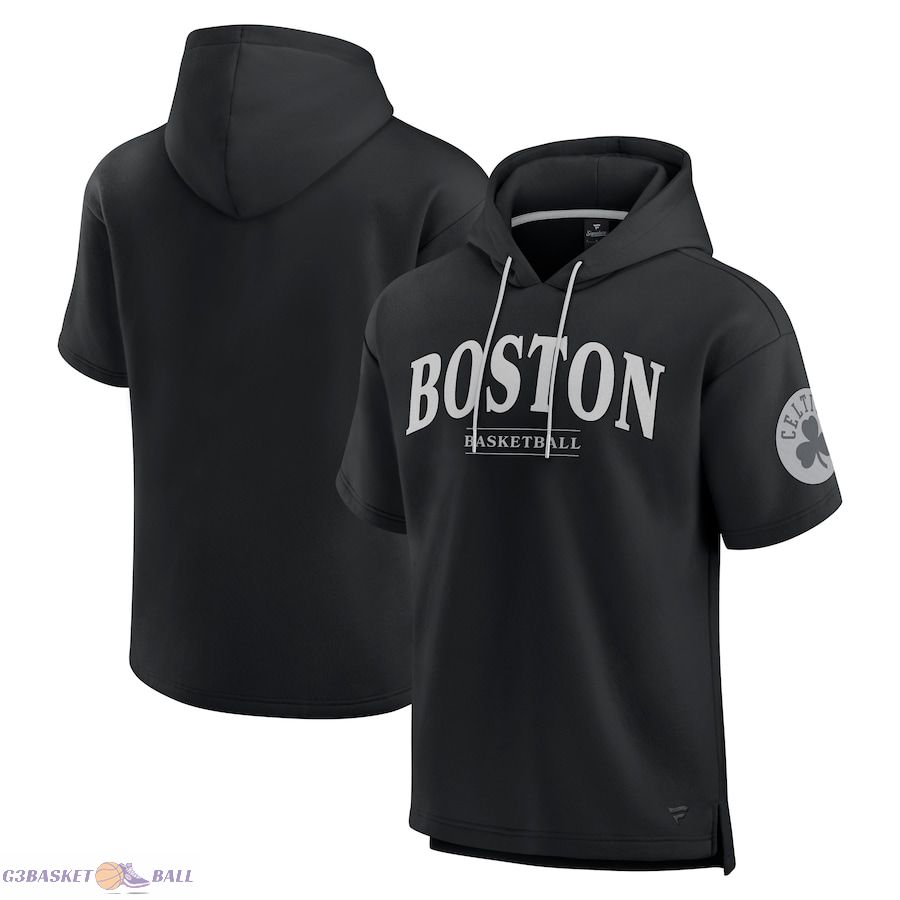 Men's Boston Celtics Fanatics Black Elements Ready Short Sleeve Pullover Hoodie