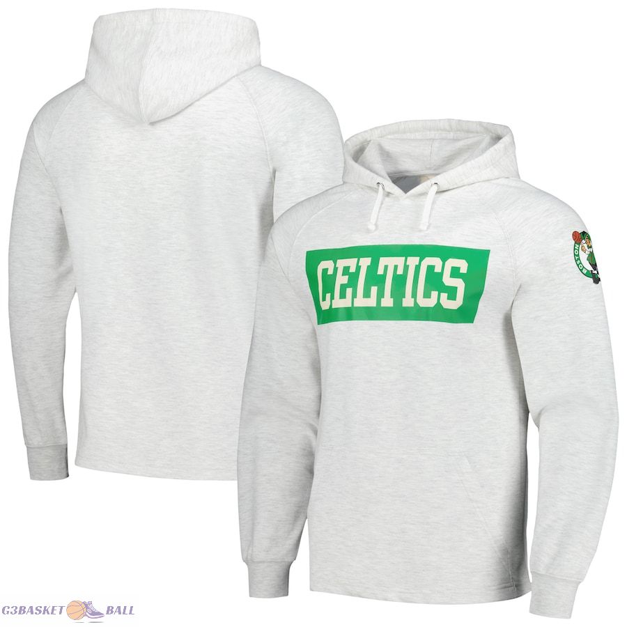 Men's Boston Celtics Fanatics Ash Softhand Raglan Tri-Blend Pullover Hoodie