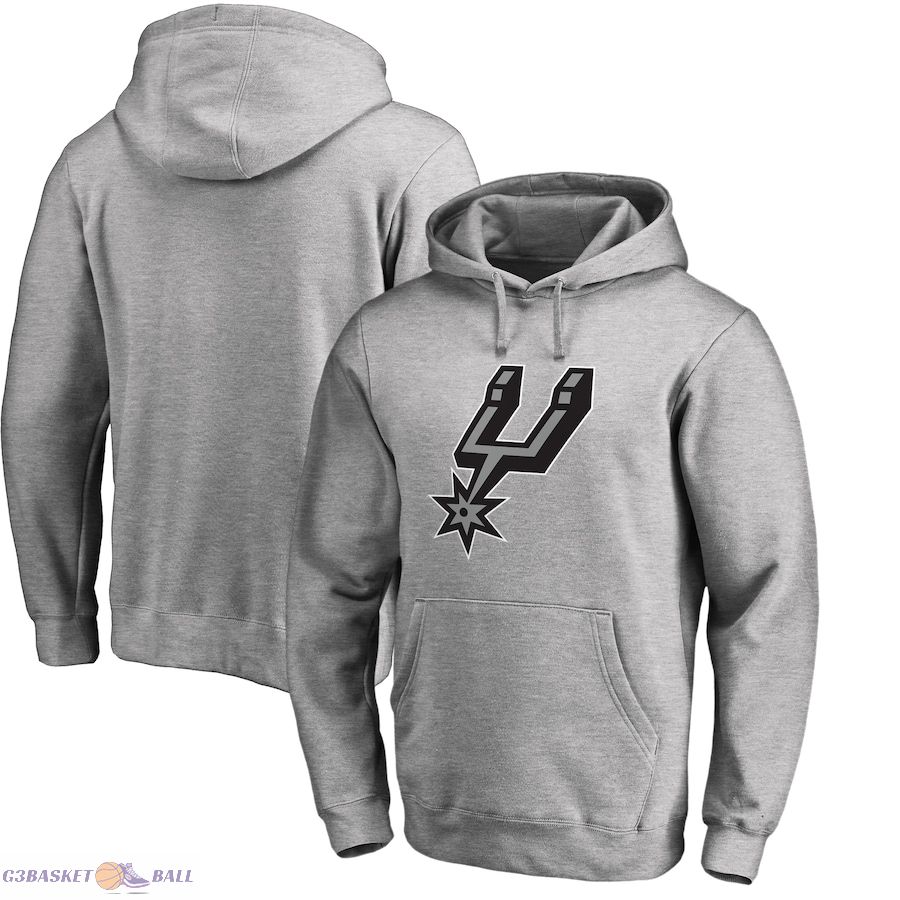 Men's San Antonio Spurs Heather Gray Primary Logo Pullover Hoodie