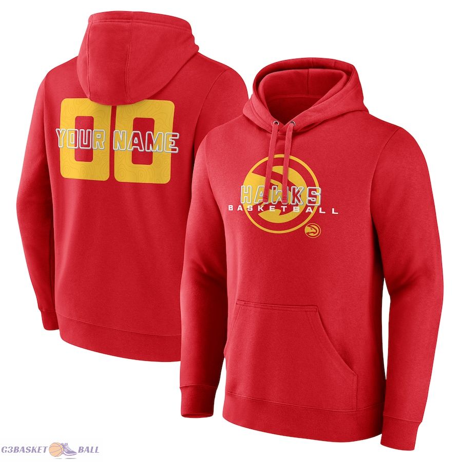 Men's Atlanta Hawks Red Stellar Personalized Name & Number Pullover Hoodie