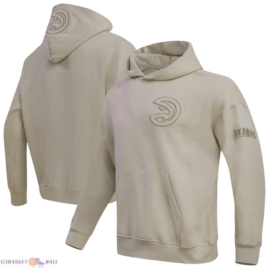 Men's Atlanta Hawks Pro Standard Tan Neutral Dropped Shoulder Fleece Pullover Hoodie