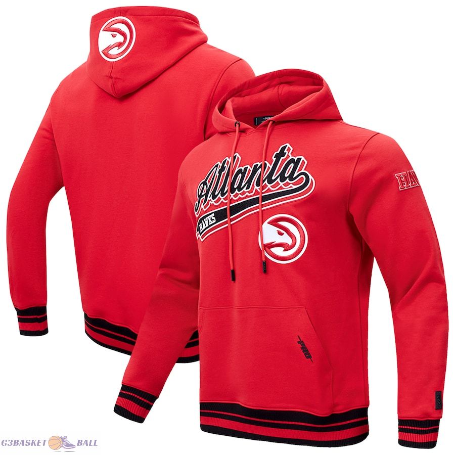 Men's Atlanta Hawks Pro Standard Red Script Tail Fleece Pullover Hoodie