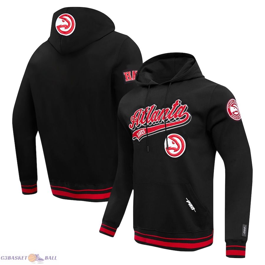 Men's Atlanta Hawks Pro Standard Black Script Tail Pullover Hoodie