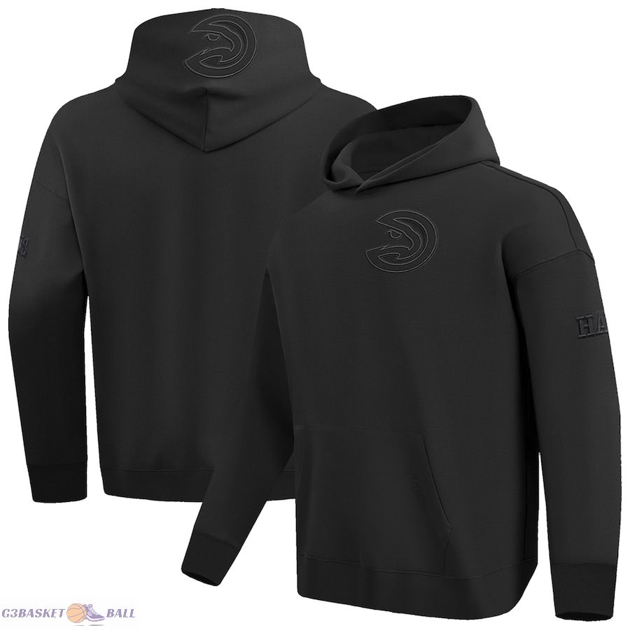 Men's Atlanta Hawks Pro Standard Black Neutral Dropped Shoulder Fleece Pullover Hoodie