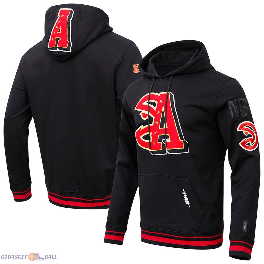 Men's Atlanta Hawks Pro Standard Black Mash Up Fleece Pullover Hoodie