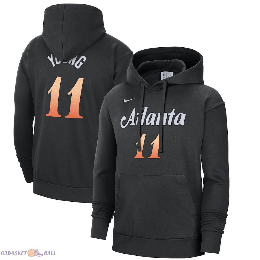 Men's Atlanta Hawks Trae Young Nike Black 2022/23 City Edition Name & Number Pullover Hoodie