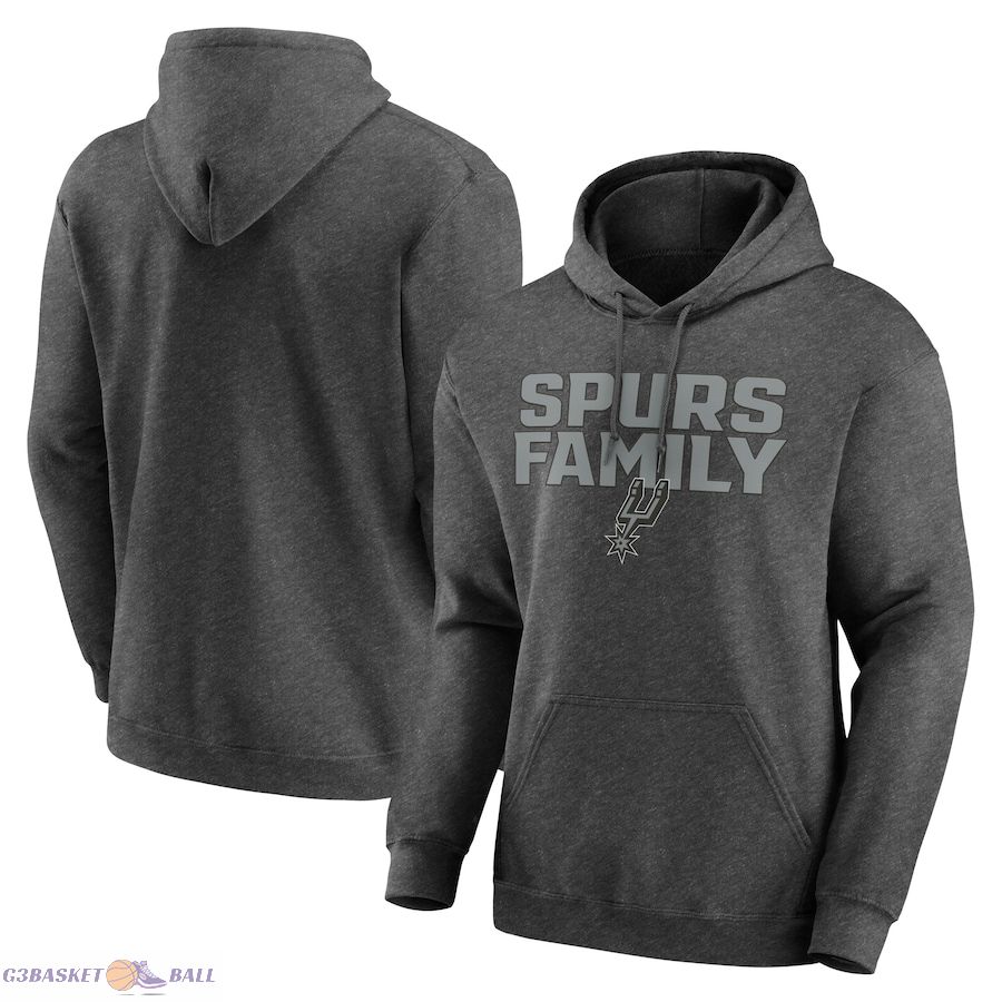 Men's San Antonio Spurs Heathered Charcoal Victory Earned Pullover Hoodie