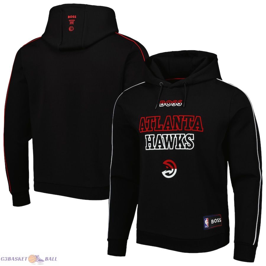 Men's Atlanta Hawks NBA x Hugo Boss Black Team Bounce Tri-Blend Pullover Hoodie