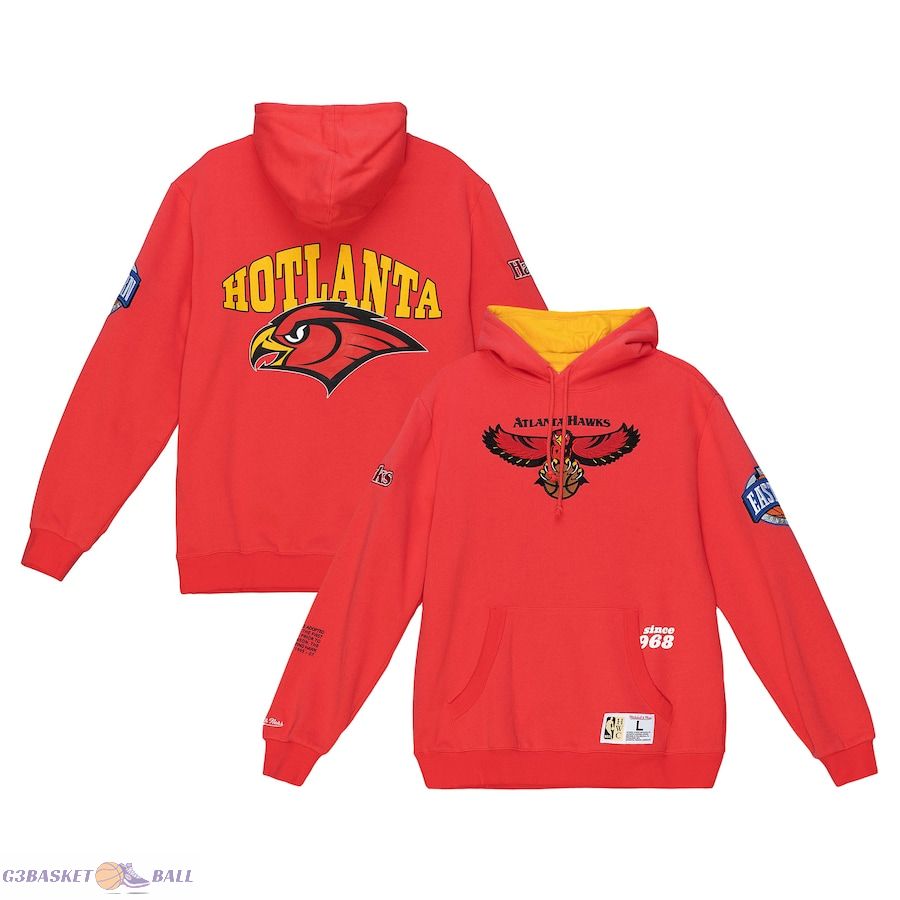 Men's Atlanta Hawks Mitchell & Ness Red Team Origins Fleece Pullover Hoodie