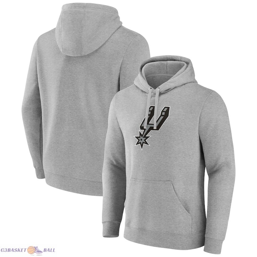 Men's San Antonio Spurs Fanatics Heather Gray Primary Logo Pullover Hoodie