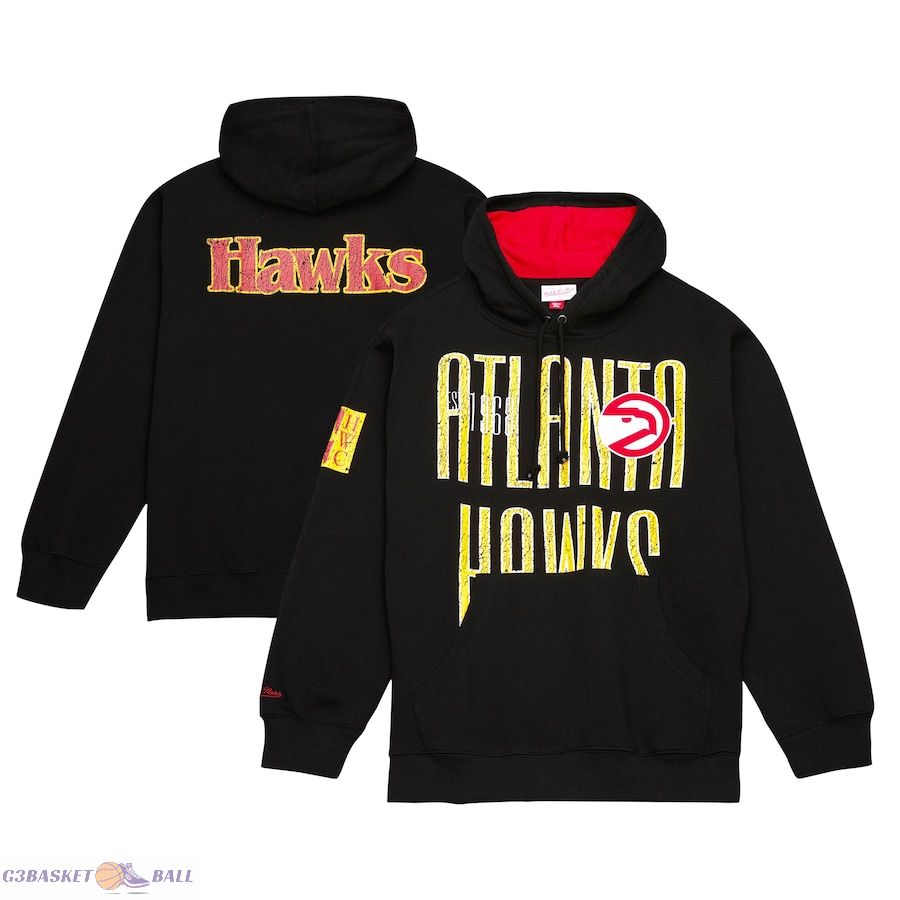 Men's Atlanta Hawks Mitchell & Ness Black Hardwood Classics OG 2.0 Pullover Hoodie