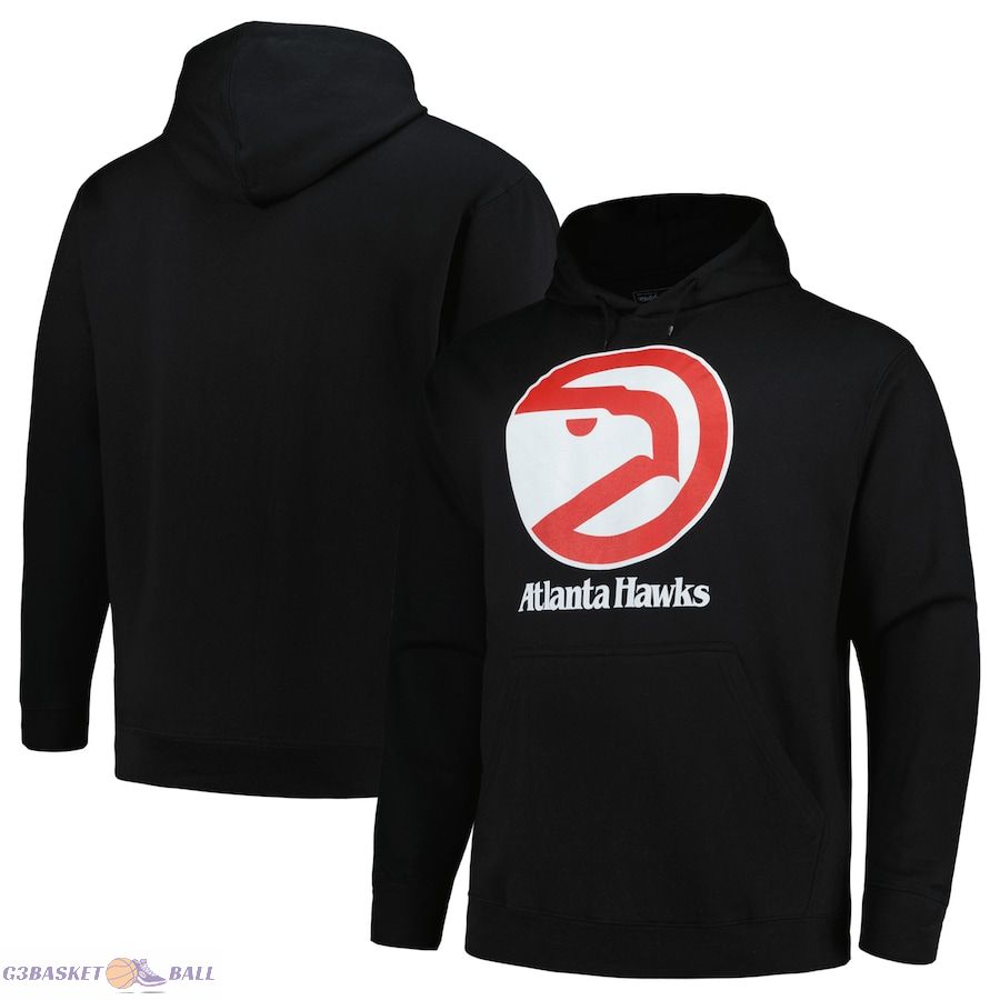 Men's Atlanta Hawks Mitchell & Ness Black Hardwood Classics Big & Tall Pullover Hoodie