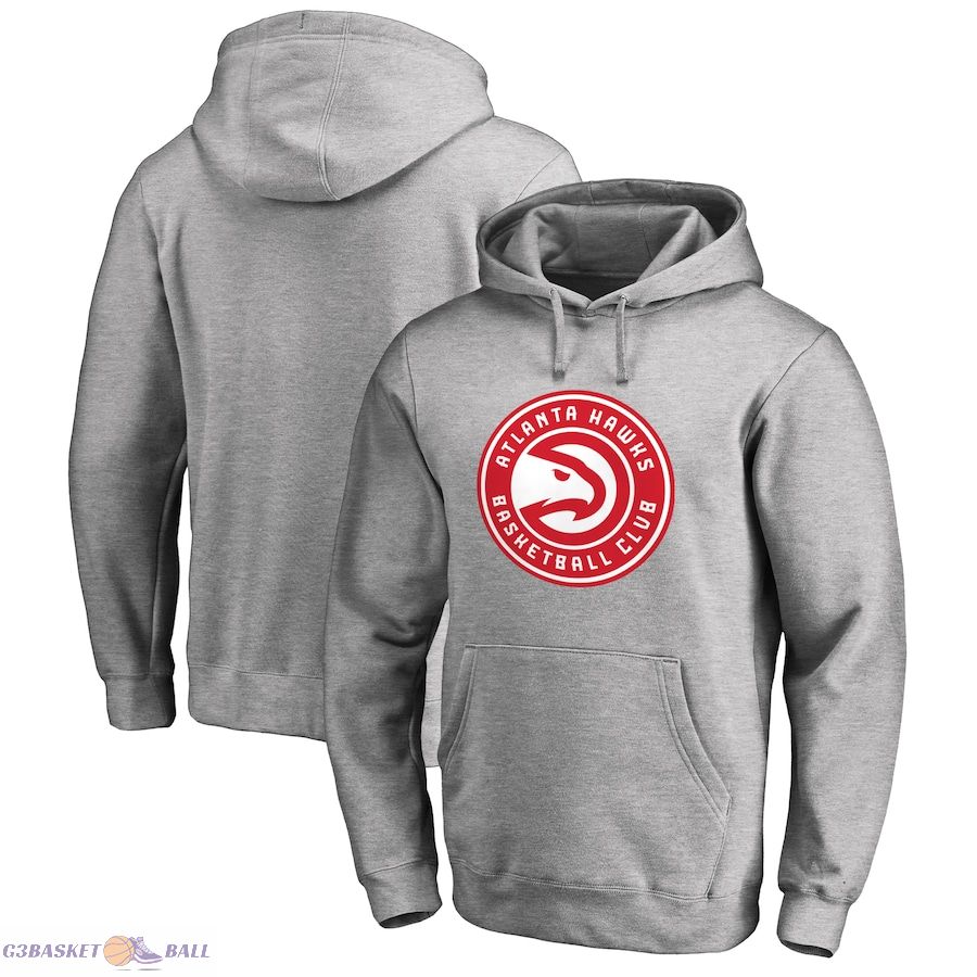 Men's Atlanta Hawks Heather Gray Primary Logo Pullover Hoodie