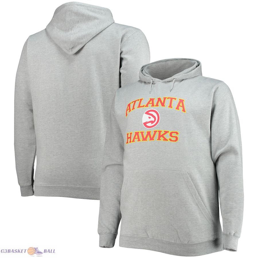 Men's Atlanta Hawks Heathered Gray Big & Tall Heart & Soul Pullover Hoodie