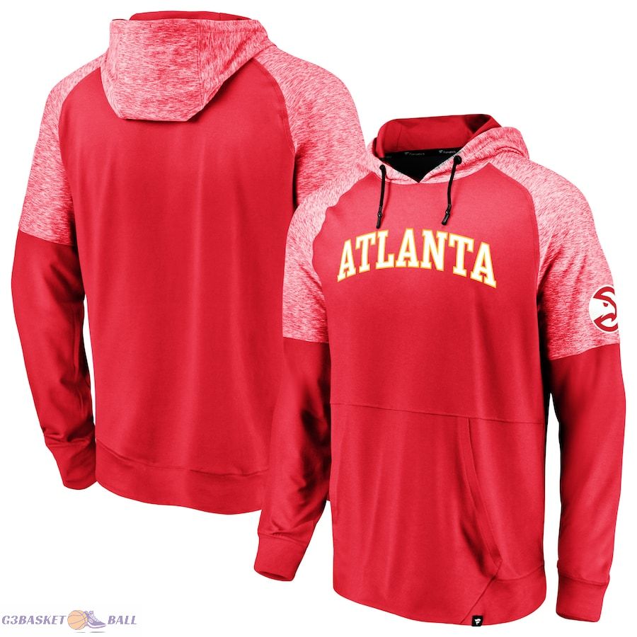 Men's Atlanta Hawks Fanatics Red Made To Move Space Dye Raglan Pullover Hoodie