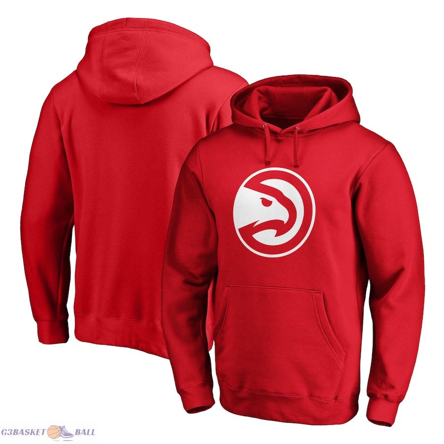 Men's Atlanta Hawks Fanatics Red Icon Primary Logo Fitted Pullover Hoodie