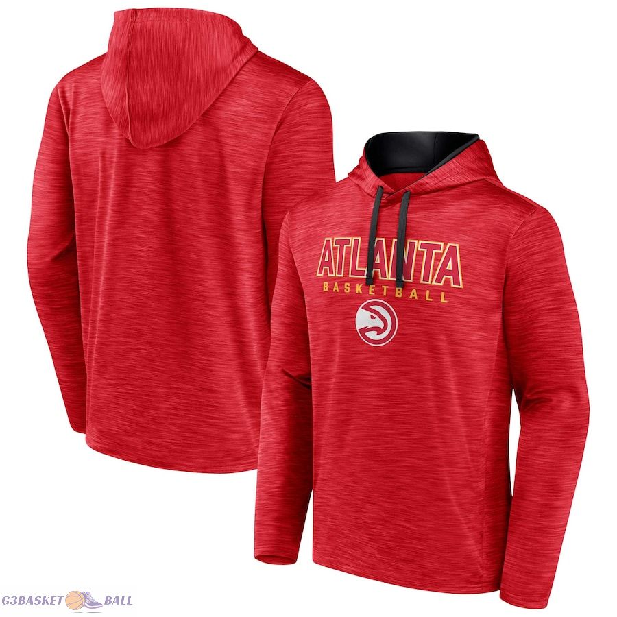 Men's Atlanta Hawks Fanatics Heather Red Fast Break Pullover Hoodie