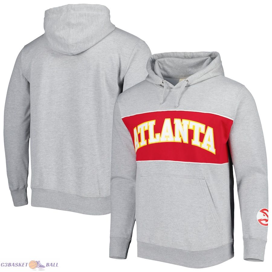 Men's Atlanta Hawks Fanatics Heather Gray Wordmark French Terry Pullover Hoodie