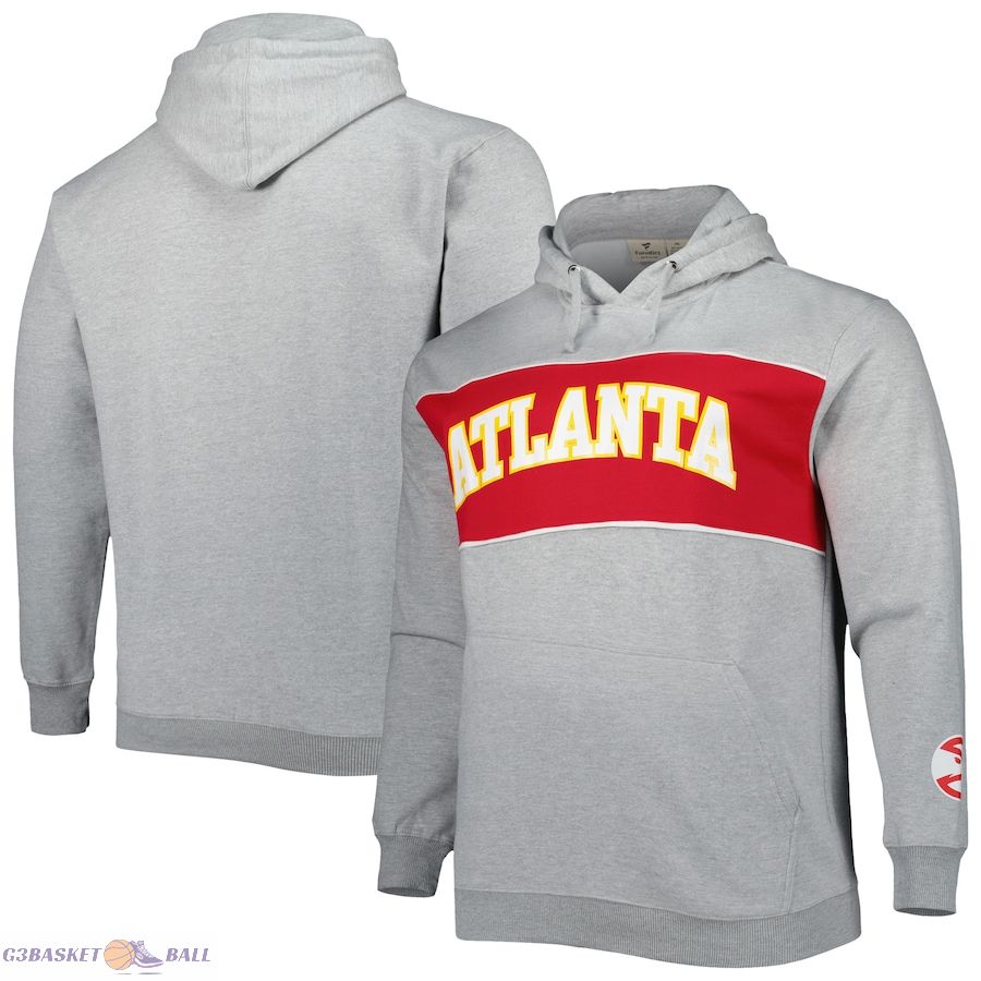 Men's Atlanta Hawks Fanatics Heather Gray Big & Tall Wordmark Pullover Hoodie