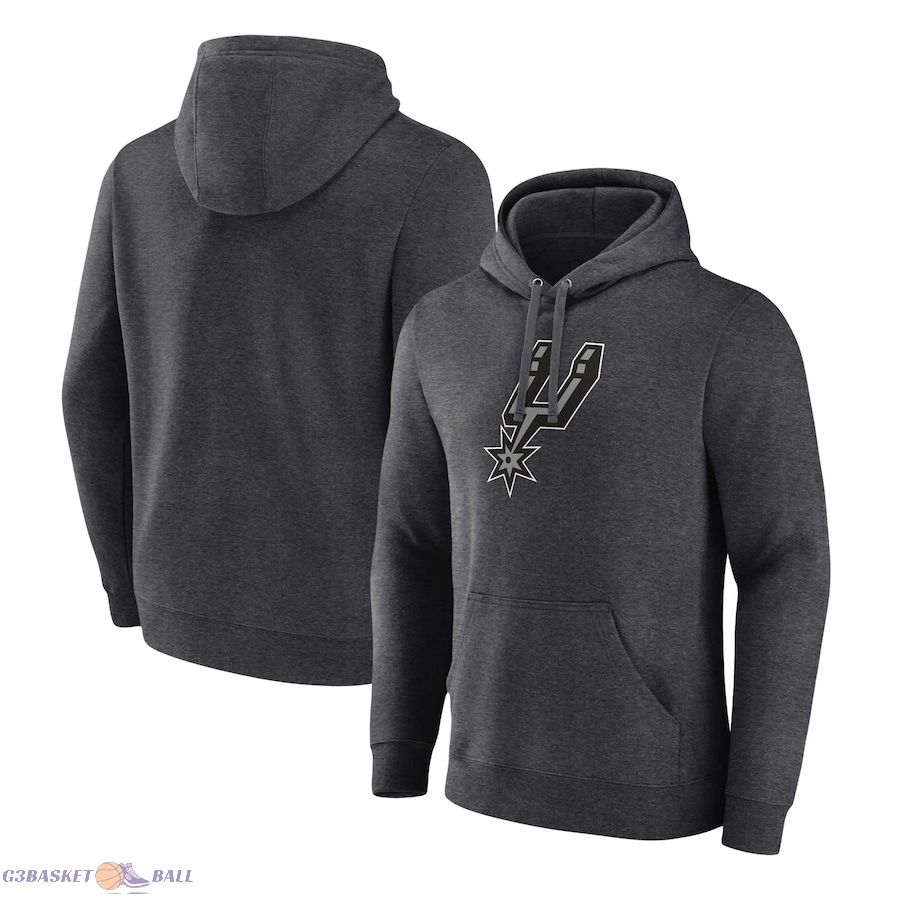 Men's San Antonio Spurs Fanatics Heather Charcoal Primary Logo Pullover Hoodie