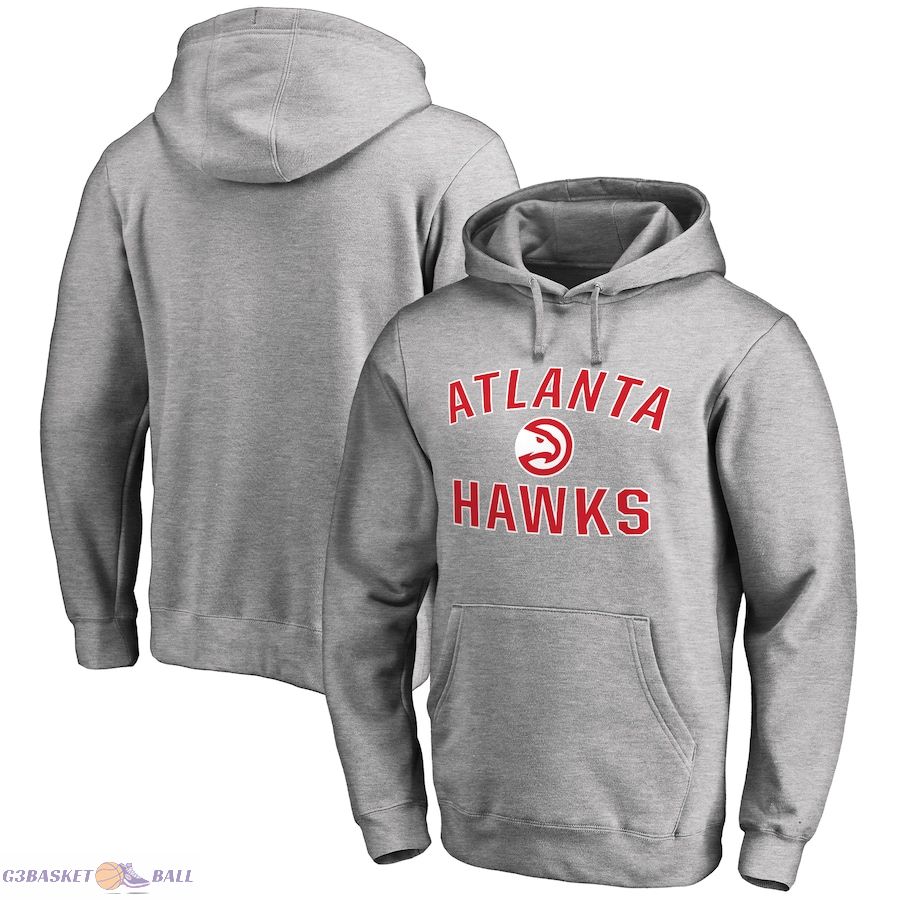 Men's Atlanta Hawks Ash Victory Arch Pullover Hoodie