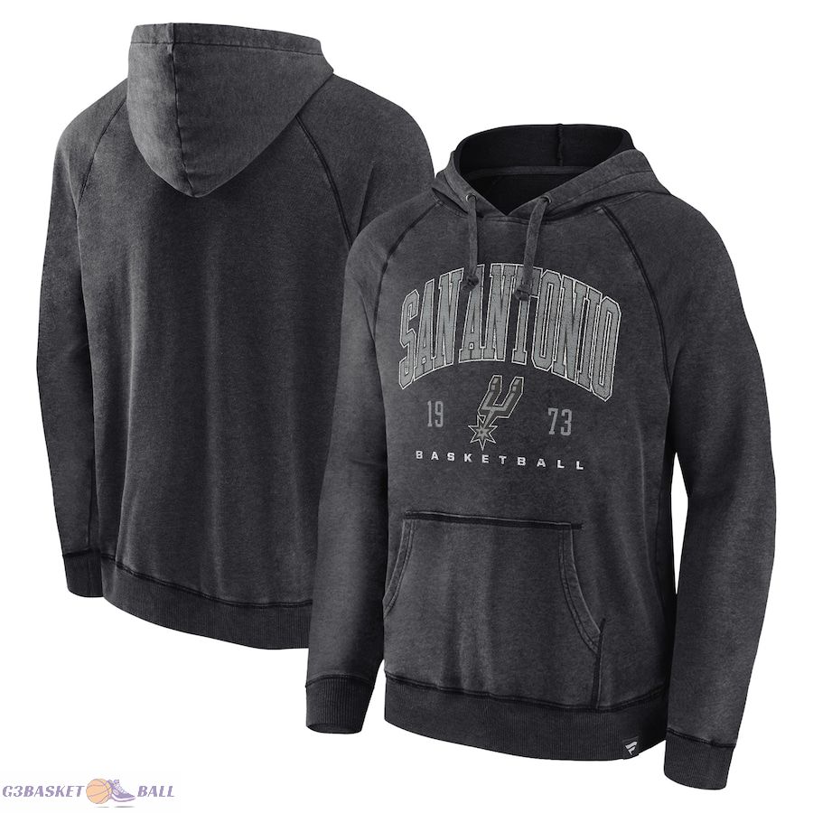 Men's San Antonio Spurs Fanatics Heather Charcoal Foul Trouble Snow Wash Raglan Pullover Hoodie