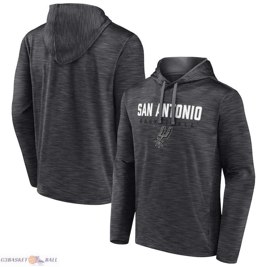 Men's San Antonio Spurs Fanatics Heather Charcoal Fast Break Pullover Hoodie