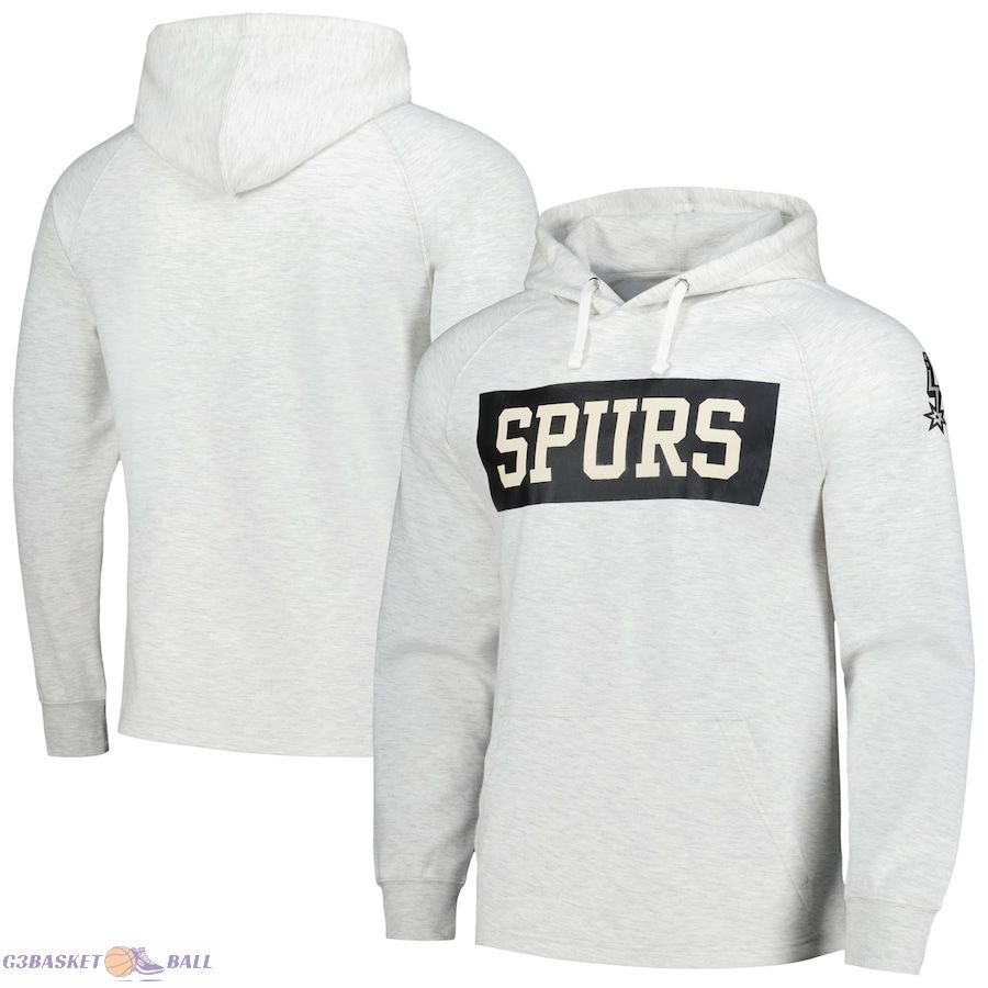 Men's San Antonio Spurs Fanatics Ash Softhand Raglan Tri-Blend Pullover Hoodie