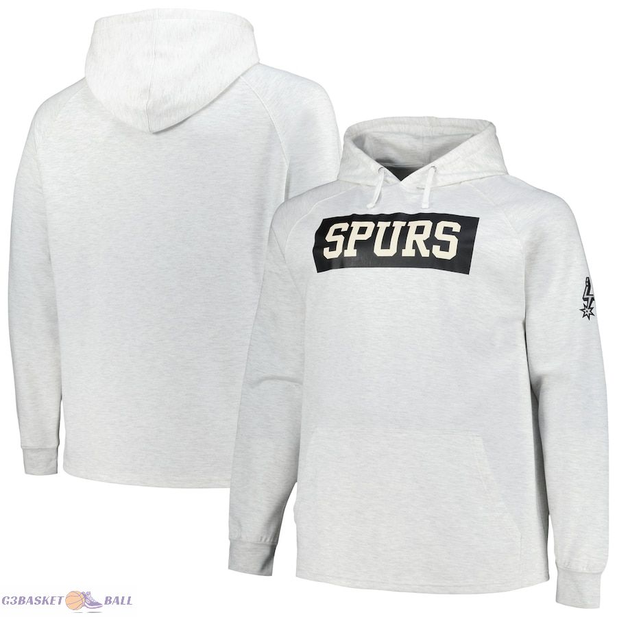 Men's San Antonio Spurs Fanatics Ash Big & Tall Raglan Tri-Blend Pullover Hoodie