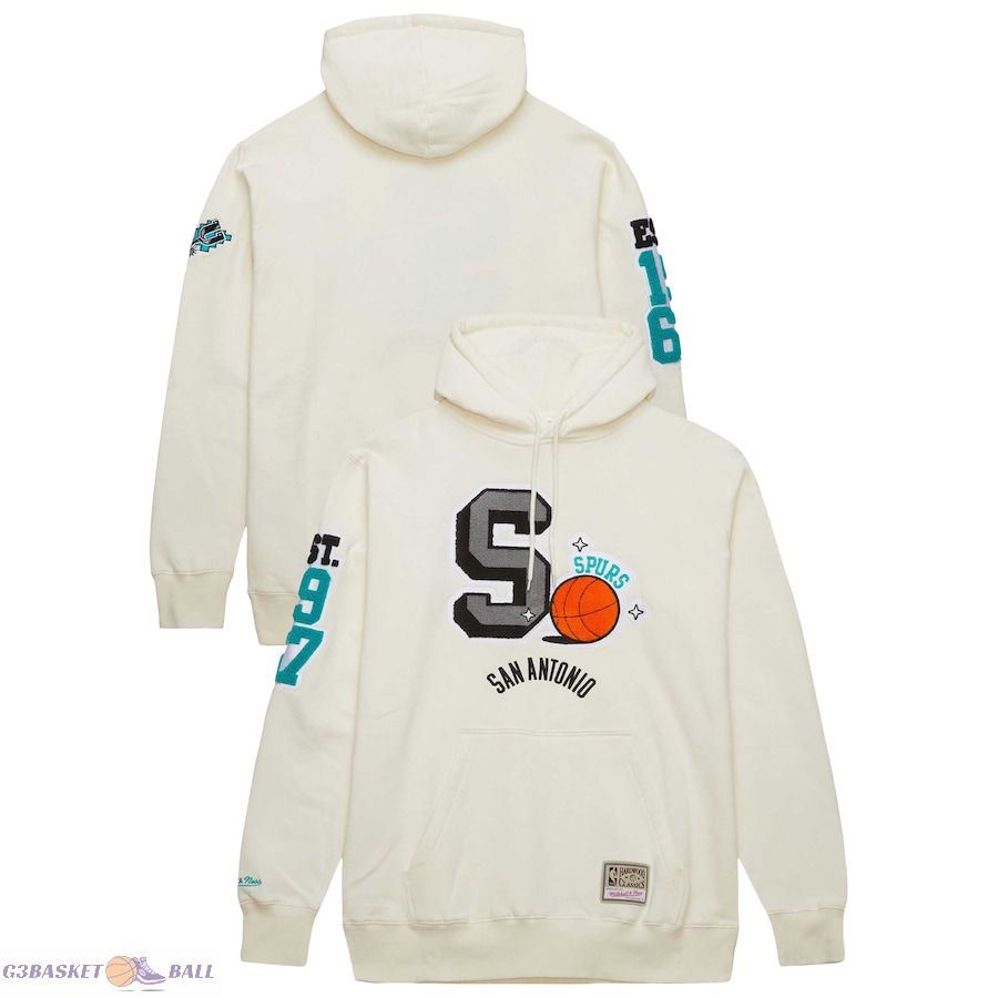 Men's San Antonio Spurs Cream Sswagger Classic Chenille Pullover Hoodie